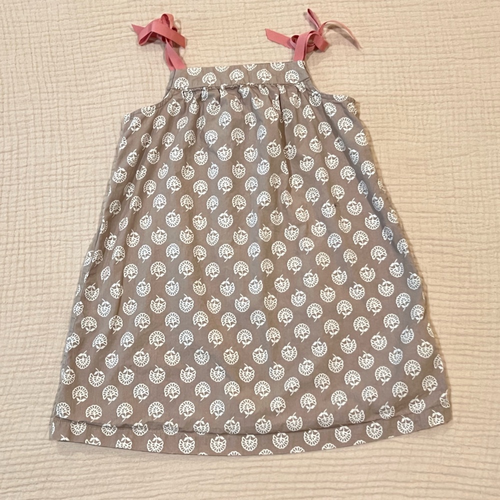 Hanna Andersson Girls 100 US 4 Pillowcase Dress Sleeveless Tan & White Floral